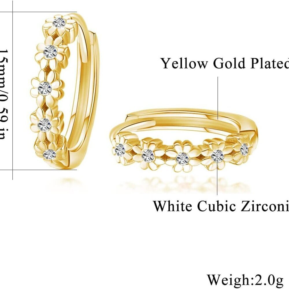 Small Hoop Earrings for Women Girls Flower Cubic Zirconia Huggie Earrings Hypoal - Picture 3 of 8